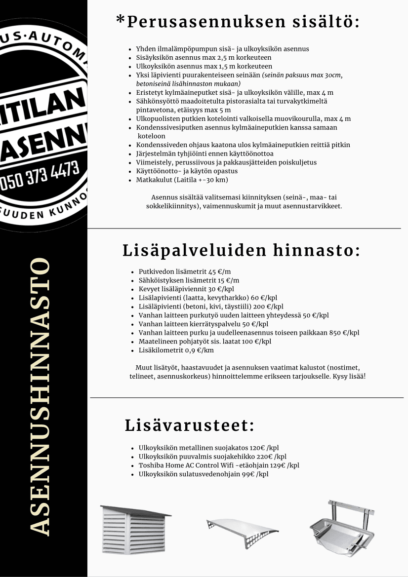 Laitilan Sähköasennus Oy - Asennus Hinnasto